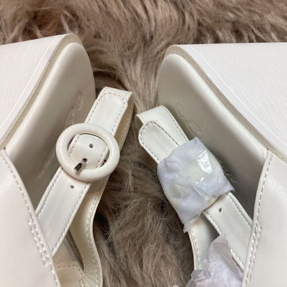 High Heel Platform Wedge White Criss-cross Ankle Strap Chunky Block Sandal - Picture 6 of 10